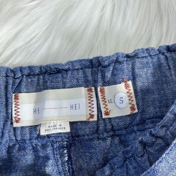 Anthropologie Hei Hei Marnie Blue NWOT Linen D Ring Belted Shorts Sz S - Picture 5 of 8